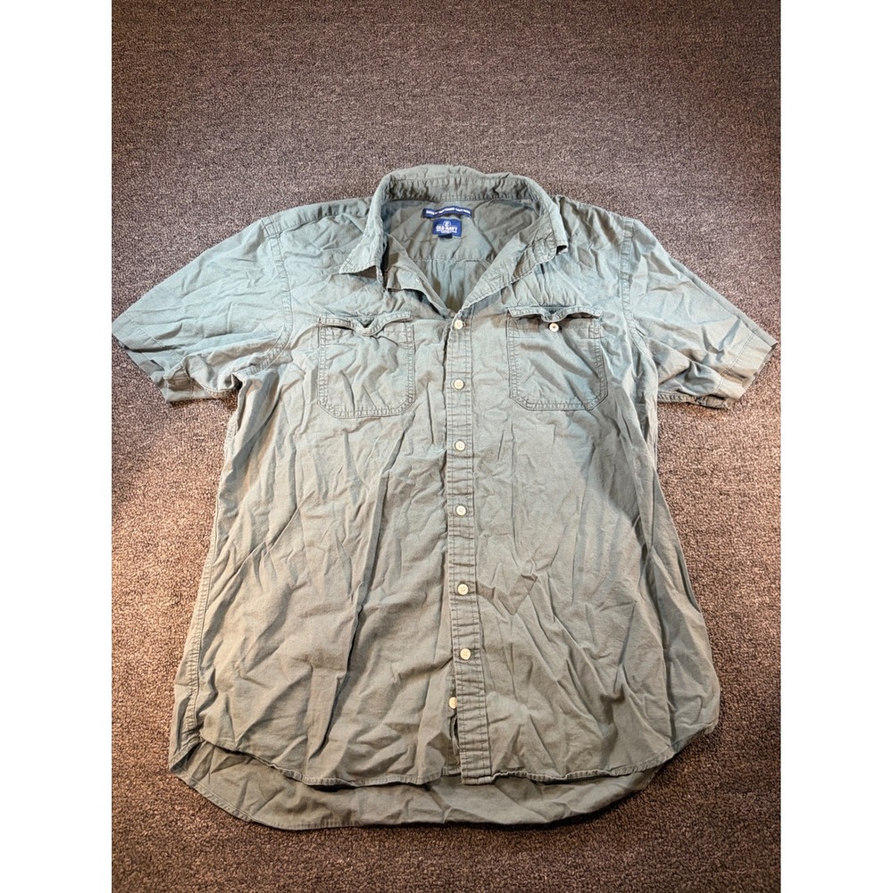 Old Navy Mens XL Regular‎ Fit Short Sleeve Button Down Shirt Olive Green Utility